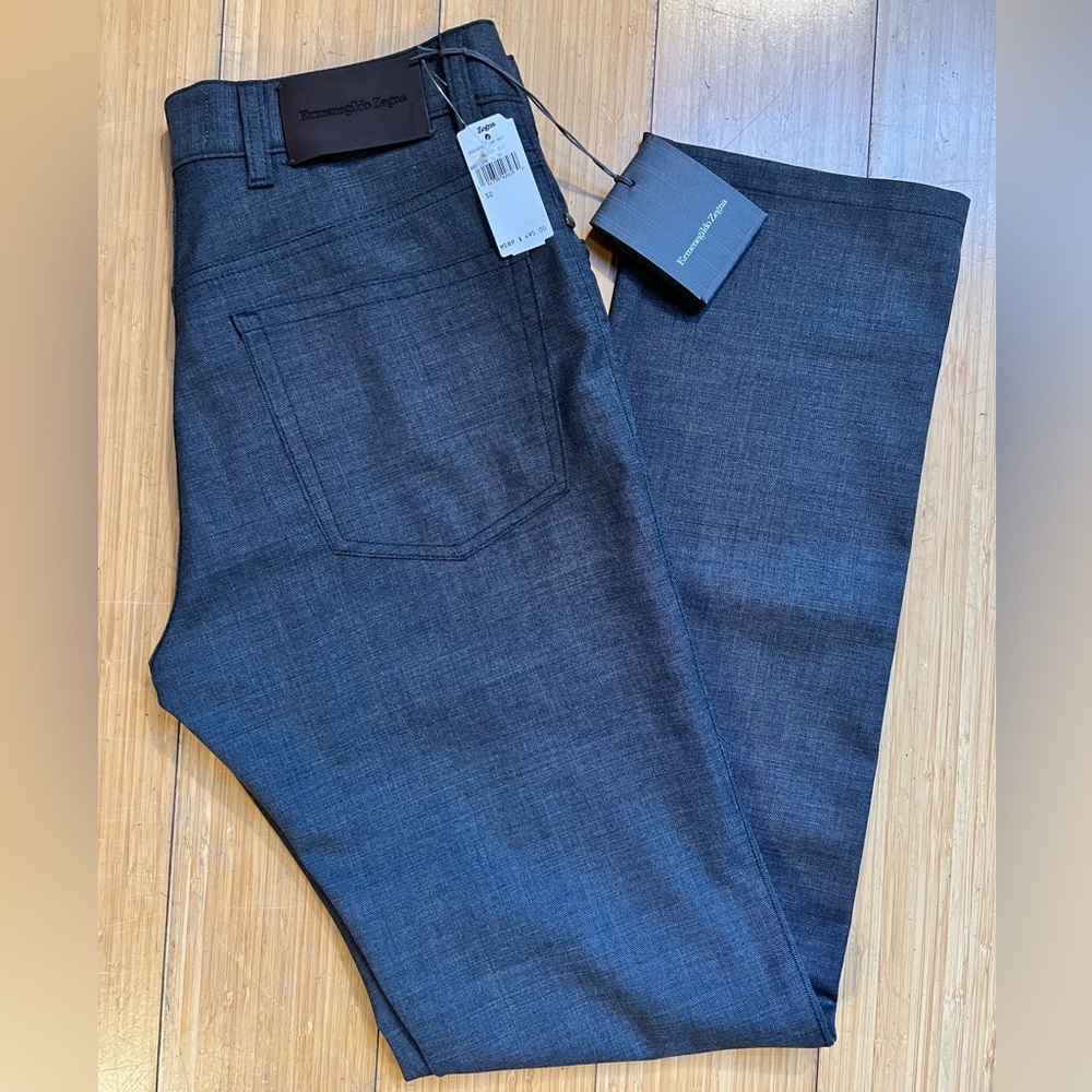Zegna Charcoal Wool 5 Pocket Pants NWT 30 W